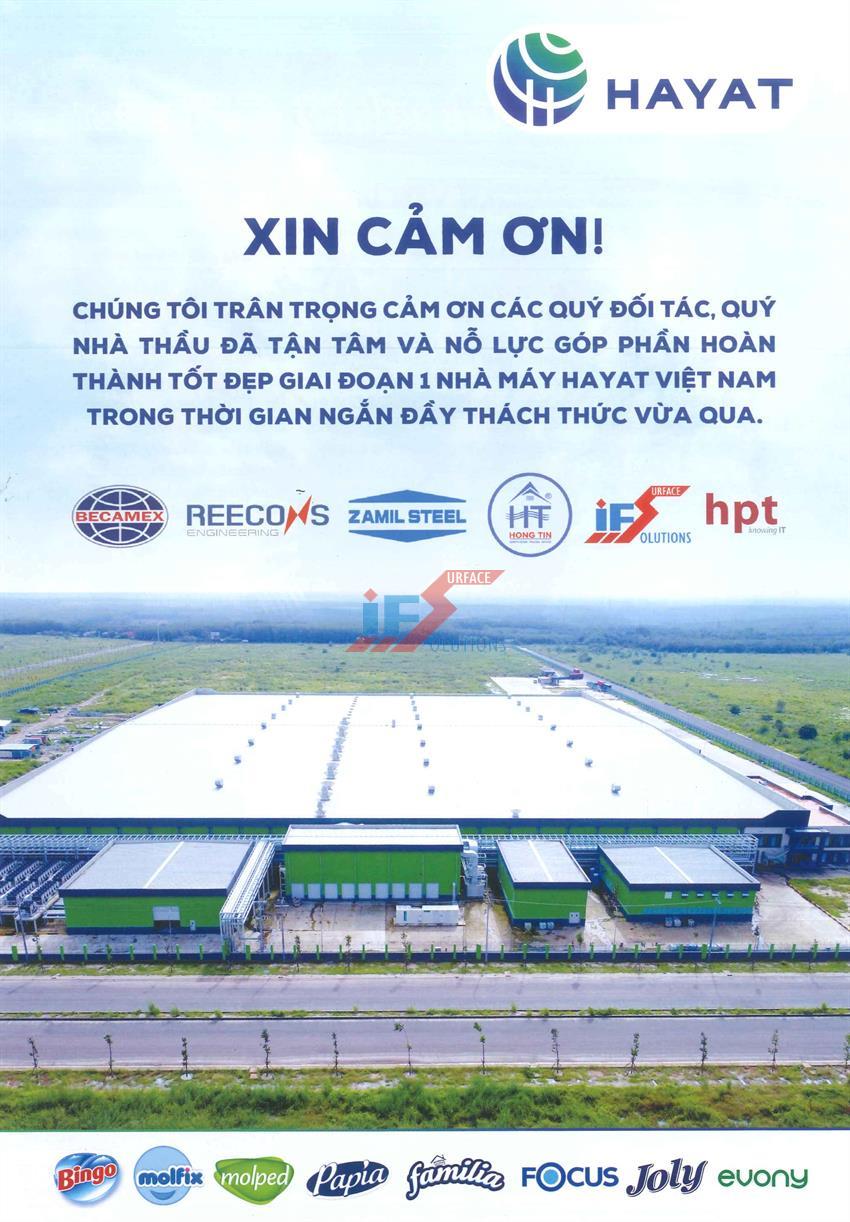 THƯ CẢM ƠN CỦA KHÁCH HÀNG_CÔNG TY TNHH HAYAT KIMYA VIỆT NAM